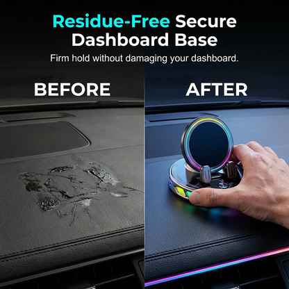 Car Phone Holder - 360° Rotating Automatic Wireless Charger with Adjustable Auto-Locking Gravity Linkage, RGB LED Light-Up Touch Control, Vacuum Suction Car Interior Accessory for Dashboard & Windshield, Compatible with iPhone & Android