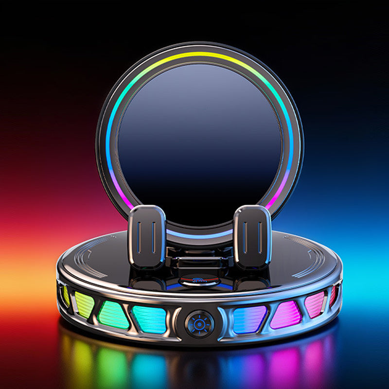 Car Phone Holder - 360° Rotating Automatic Wireless Charger with Adjustable Auto-Locking Gravity Linkage, RGB LED Light-Up Touch Control, Vacuum Suction Car Interior Accessory for Dashboard & Windshield, Compatible with iPhone & Android