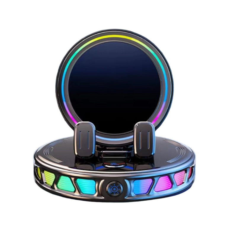Car Phone Holder - 360° Rotating Automatic Wireless Charger with Adjustable Auto-Locking Gravity Linkage, RGB LED Light-Up Touch Control, Vacuum Suction Car Interior Accessory for Dashboard & Windshield, Compatible with iPhone & Android
