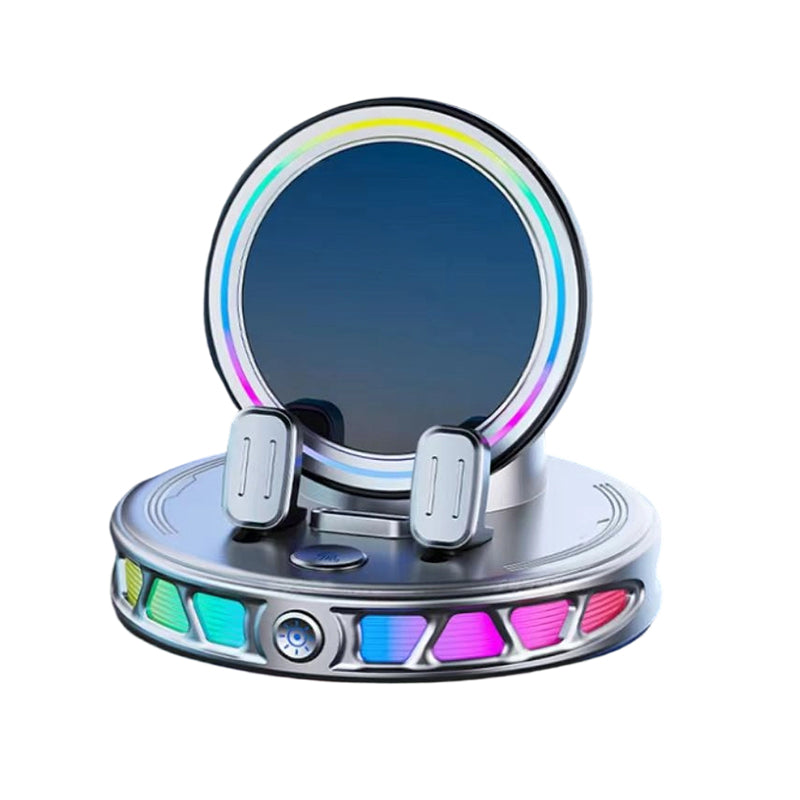 Car Phone Holder - 360° Rotating Automatic Wireless Charger with Adjustable Auto-Locking Gravity Linkage, RGB LED Light-Up Touch Control, Vacuum Suction Car Interior Accessory for Dashboard & Windshield, Compatible with iPhone & Android