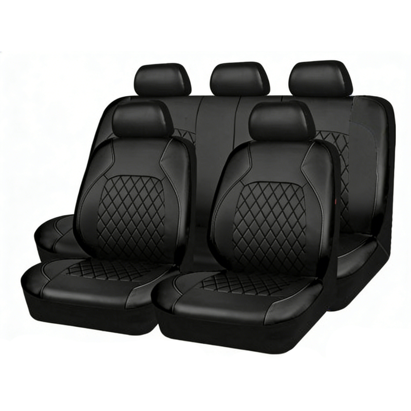 🎉9-Piece Quilted Faux Leather Seat Covers – Car Interior Accessory
