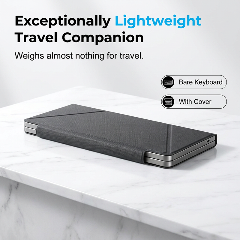 Ultra-Slim Folding Keyboard with Integrated Touchpad & Stand