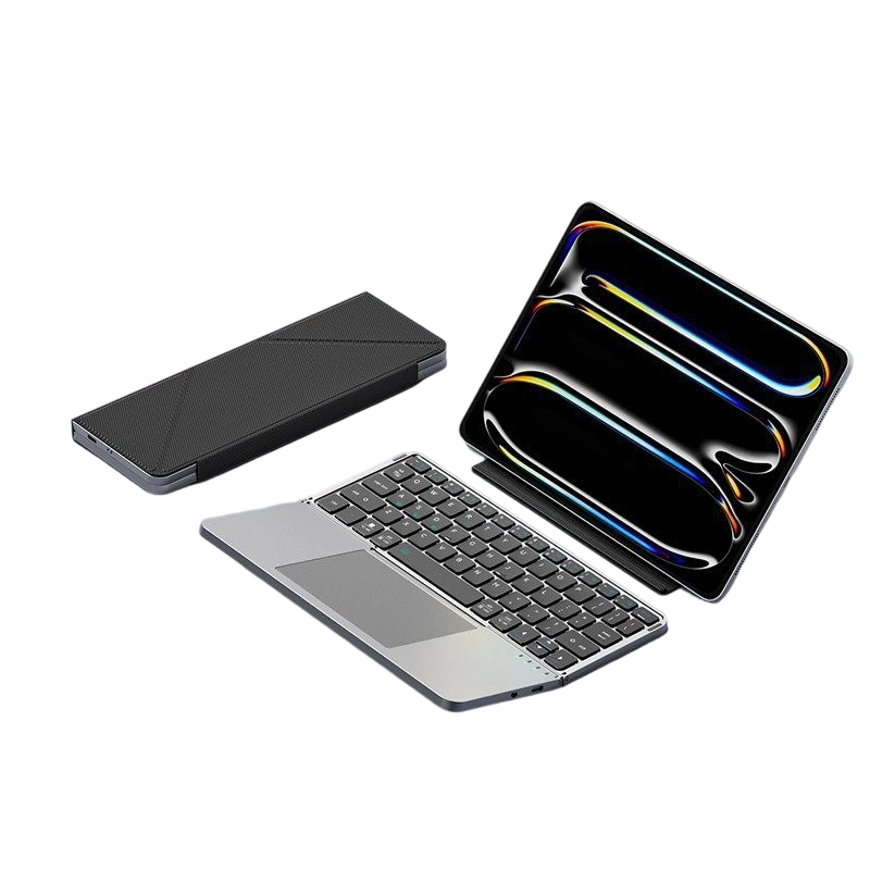 Ultra-Slim Folding Keyboard with Integrated Touchpad & Stand