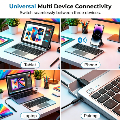Ultra-Slim Folding Keyboard with Integrated Touchpad & Stand