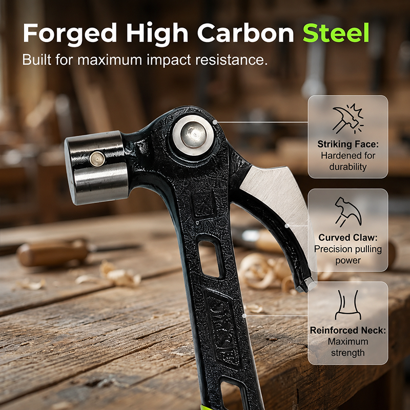 Heavy-Duty Multi-Purpose Claw Hammer – Trade-grade & heat-treated – Anti-slip grip, perfect for framing, demolition or DIY – durable and balanced