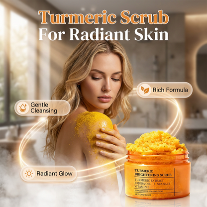 🌿✨ Turmeric Brightening Body Scrub – Natural turmeric, jojoba oil & sea salt. Gently exfoliates dull skin – reveals radiant, baby‑soft glow from head to toe! 🧖‍♀️💛