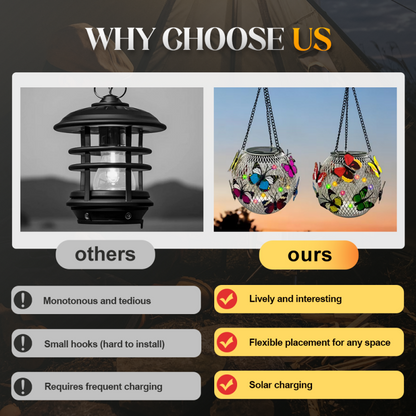 🦋 Solar Iron Lantern with Butterfly Motif – Weatherproof, Bright & Decorative, Perfect for Garden, Patio & Balcony ☀️✨