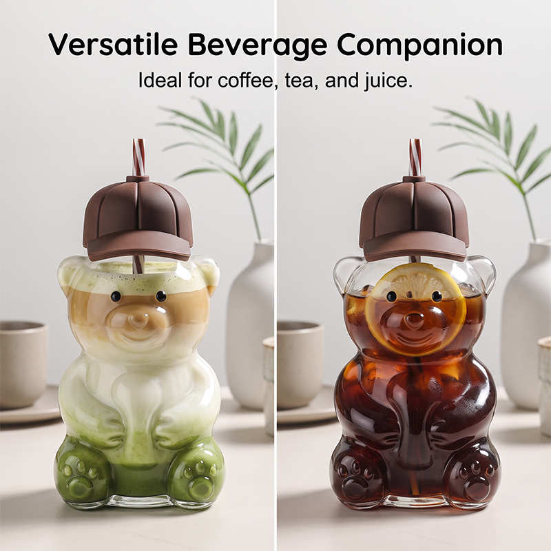 Cute Bear Shaped Glass Water Bottle