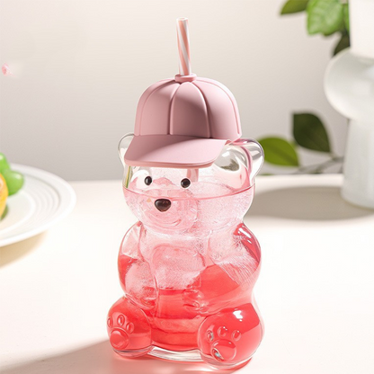 Cute Bear Shaped Glass Water Bottle