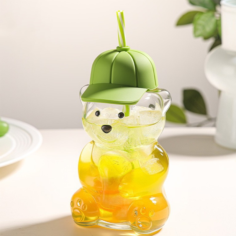 Cute Bear Shaped Glass Water Bottle
