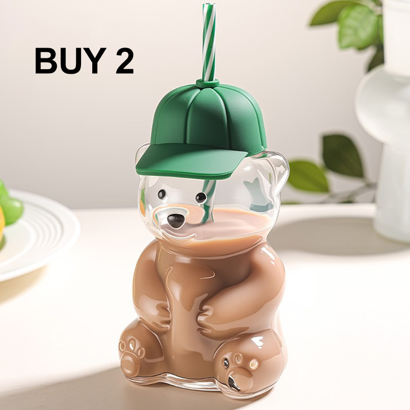 Cute Bear Shaped Glass Water Bottle