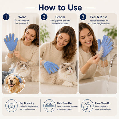 Double-Sided Pet Grooming Glove