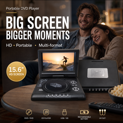 📺 7.8" HD Portable DVD/EVD Player – Large Screen, Rechargeable & Compatible with DVD/CD/USB/SD – Perfect for Home & Travel
