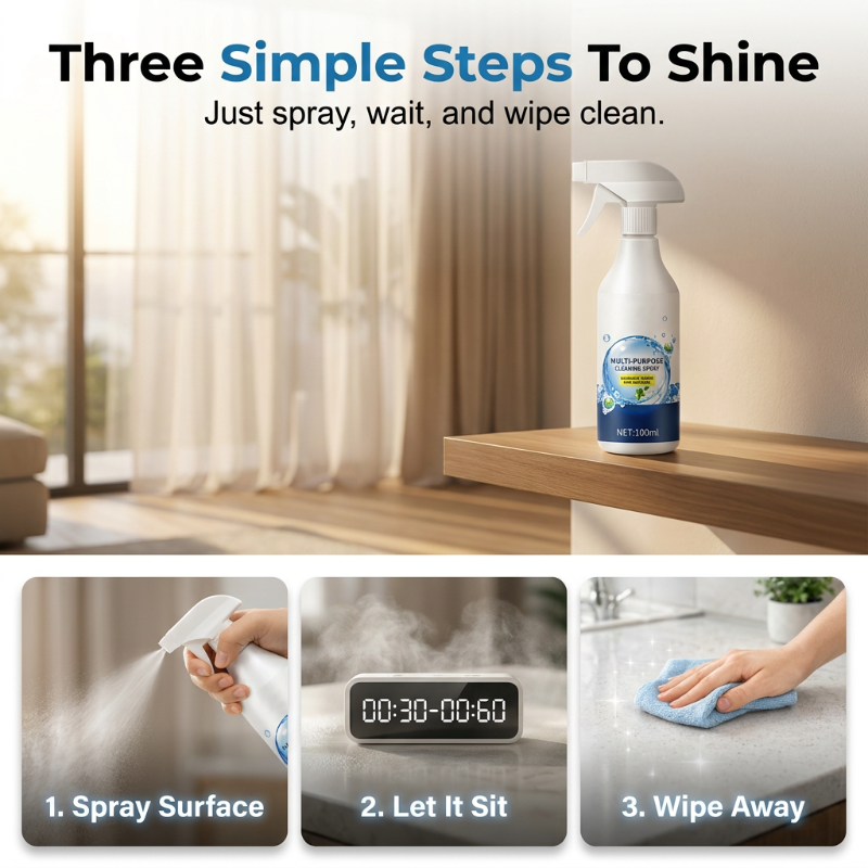 🏠💨Multi-Surface Cleaning Spray – Eliminates Odors, Removes Stubborn Grime – Gentle Formula for Daily Use – Includes Towel