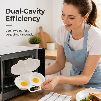 Microwave Egg Poacher——Dual‑cavity, non‑stick & easy clean. Healthier than frying – stock up & save!