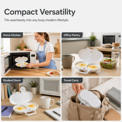 Microwave Egg Poacher——Dual‑cavity, non‑stick & easy clean. Healthier than frying – stock up & save!