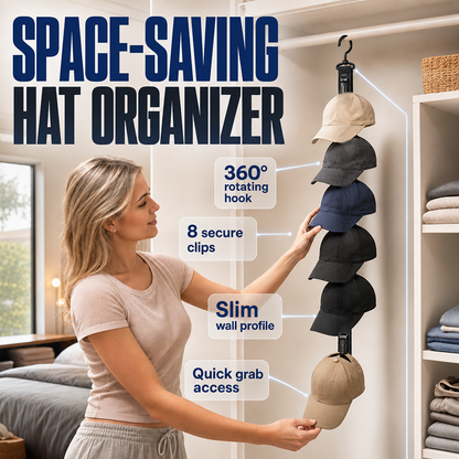 ✨ 8-Clip Wall Mount Hat Rack – Helps Save Space & Display Your Cap Collection, for Bedroom, Closet