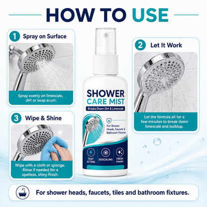 🚿✨Fast-Acting Shower Limescale Remover Spray – Dissolves stubborn mineral deposits & hard water stains. Restores water flow & shine – just spray & wipe! 🧼💪