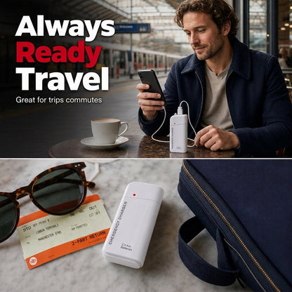 Portable Emergency Phone Charger‑AA Battery‑Powered Power Bank with LED Flashlight, Pocket‑Size USB Emergency Backup Charger for Outdoor Travel Camping