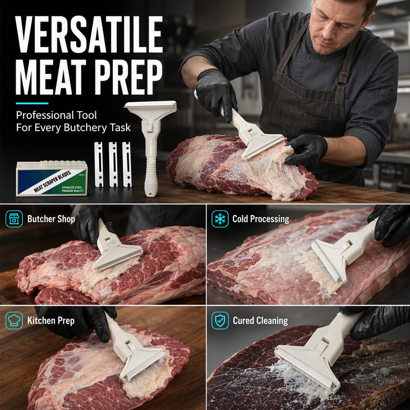 🥩🔥 50% OFF! Stainless Steel Meat Scraper – Easy Fat & Fascia Removal Tool for Beef & Pork 🔪✨