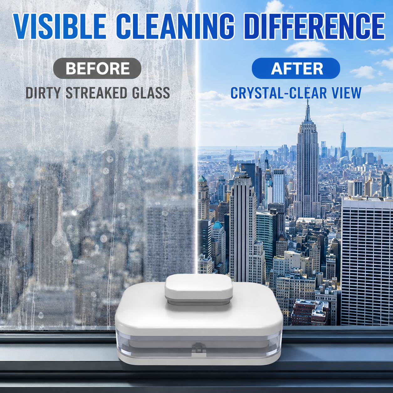 ⚡6‑in‑1 Magnetic Glass Cleaner – 30% wider cleaning area, perfect for high‑rise windows. Dual pads + squeegee – flawless results from the first pass! 🪣🪟