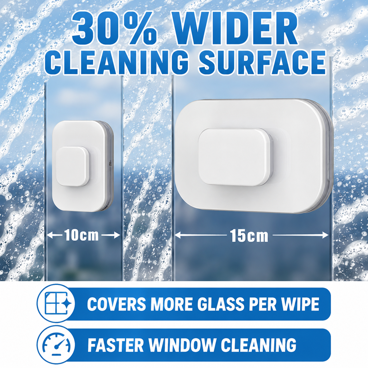 ⚡6‑in‑1 Magnetic Glass Cleaner – 30% wider cleaning area, perfect for high‑rise windows. Dual pads + squeegee – flawless results from the first pass! 🪣🪟