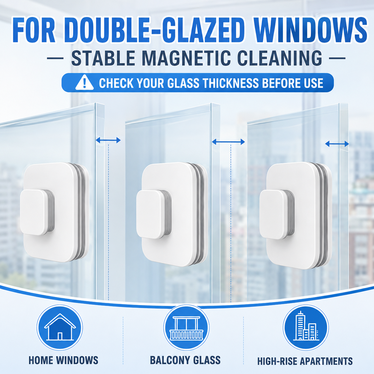 ⚡6‑in‑1 Magnetic Glass Cleaner – 30% wider cleaning area, perfect for high‑rise windows. Dual pads + squeegee – flawless results from the first pass! 🪣🪟
