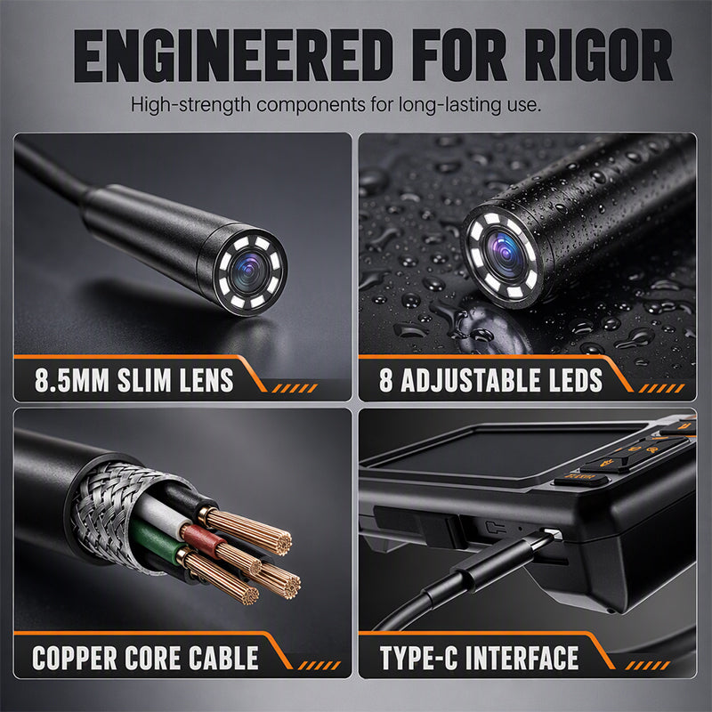 HD Inspection Endoscope – IPS Screen, IP67 Waterproof Probe
