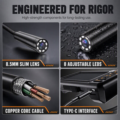 HD Inspection Endoscope – IPS Screen, IP67 Waterproof Probe
