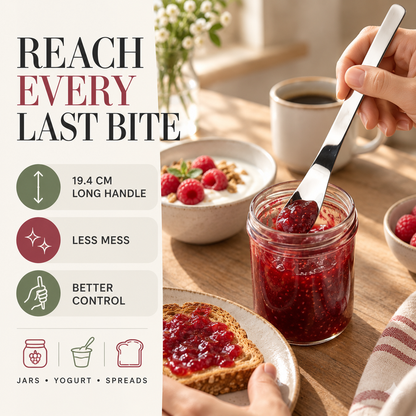 Long-Handle Dessert Spoon✨Wide Shallow Scoop, Multipurpose Metal Spoon for Ice Cream, Jam, Yogurt, Cake & Daily Kitchen Use