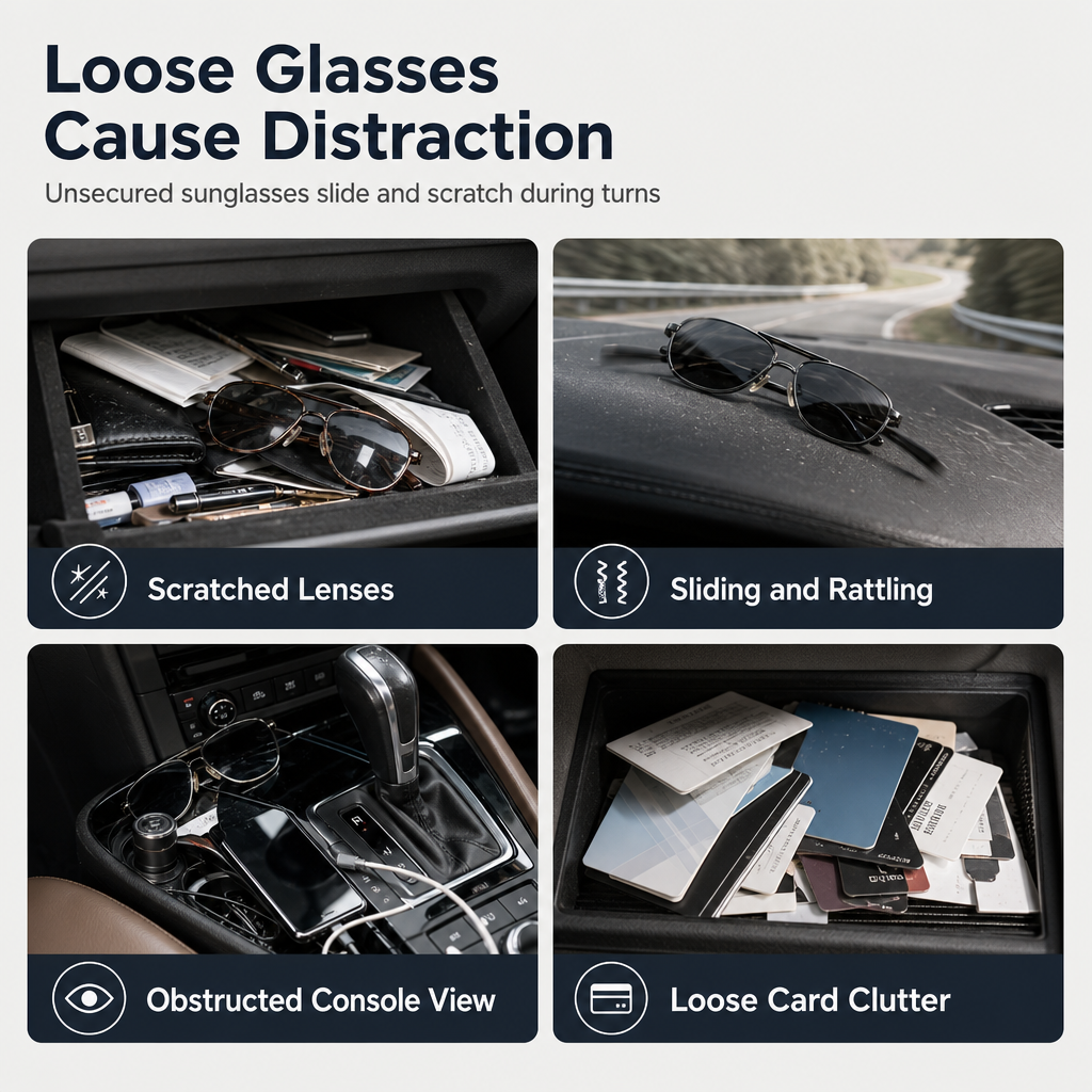 Car Sunglasses Holder Double Clip Eyeglasses Mount and Ticket Card Clip