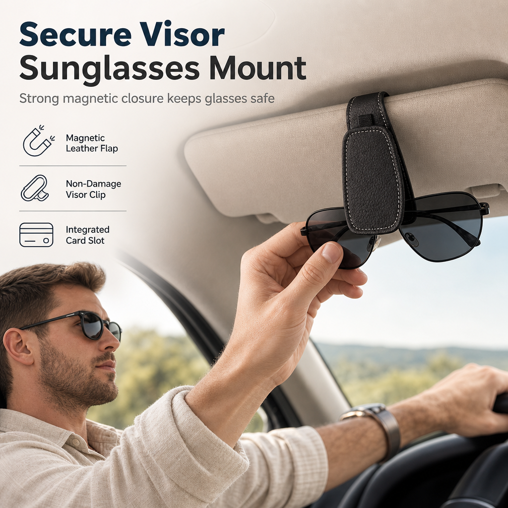 Car Sunglasses Holder Double Clip Eyeglasses Mount and Ticket Card Clip