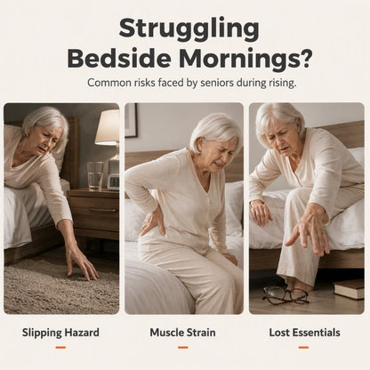Adjustable Bed Assist Rail with Storage Pocket
