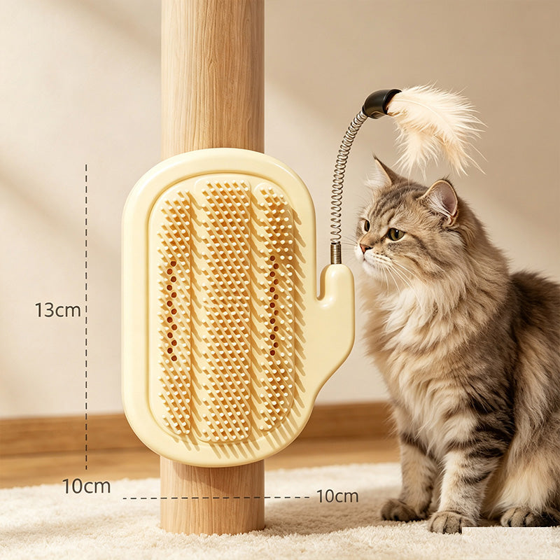 2-in-1 Pet Corner Self Groomer with Feather Wand