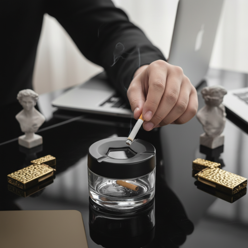 Modern Minimalist Rotating Lid Ashtray