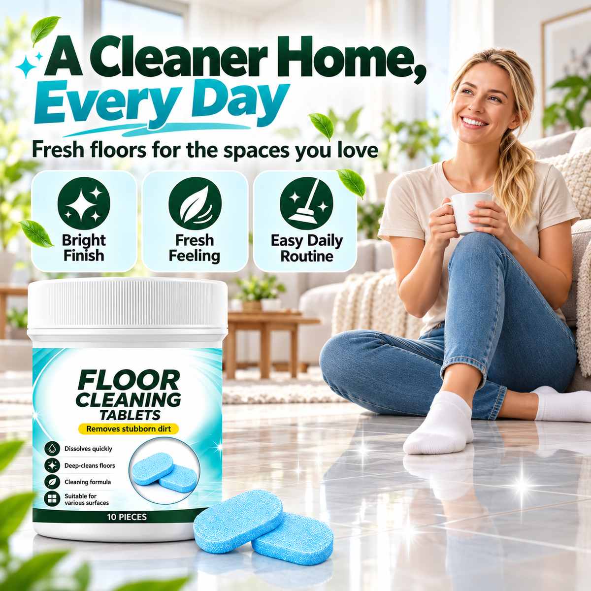 Floor Cleaning Effervescent Tablets for Mopping and Robot Vacuums