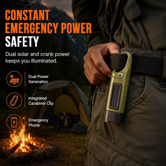 Portable Hand Crank and Solar Powered Flashlight