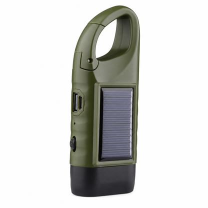 Portable Hand Crank and Solar Powered Flashlight