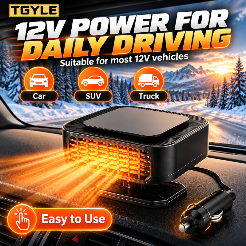 Portable Car Heater Defroster with 360-Degree Rotating Base