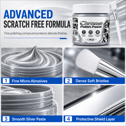 Metal Chrome Polish & Restorer Paste with Brush