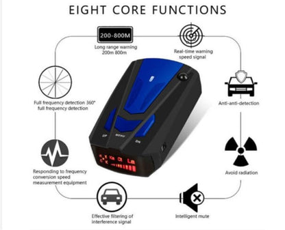 Vehicle Radar Signal Alert Device – visual & voice alerts, dashboard mount, 3 colours. Stay aware of compatible signals while driving