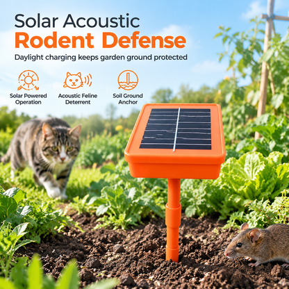 Solar-Powered Garden Rodent Deterrent – Cat Sound Device