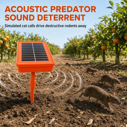 Solar-Powered Garden Rodent Deterrent – Cat Sound Device