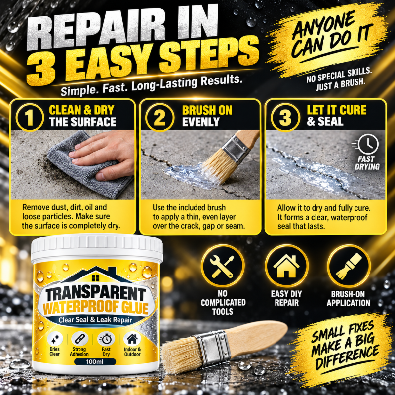 Transparent Waterproof Glue with Brush for Leak Repair