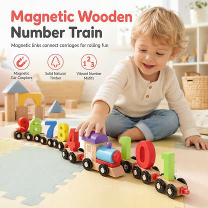 Magnetic Wooden Number Train, Early Learning Counting Toy, Perfect Gift for Toddlers Boys Girls