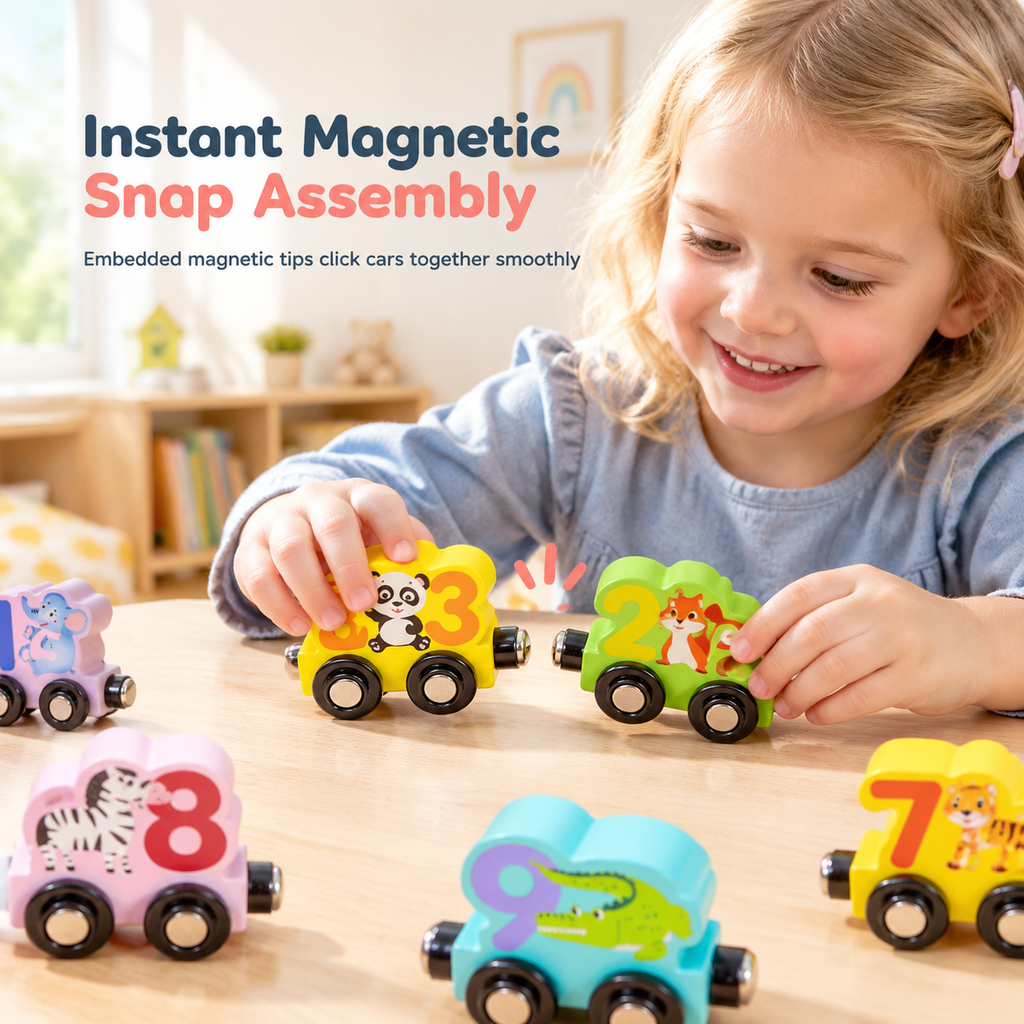 Magnetic Wooden Number Train, Early Learning Counting Toy, Perfect Gift for Toddlers Boys Girls