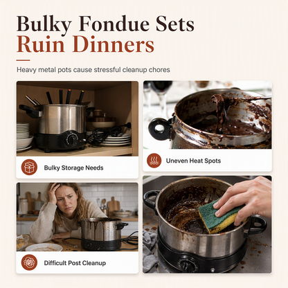 Ceramic Chocolate and Cheese Fondue Melter Mug with Fork