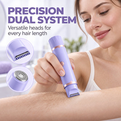 Portable Electric Hair Remover – dual-head body & bikini trimmer, gentle foil mesh & sensitive-area guards