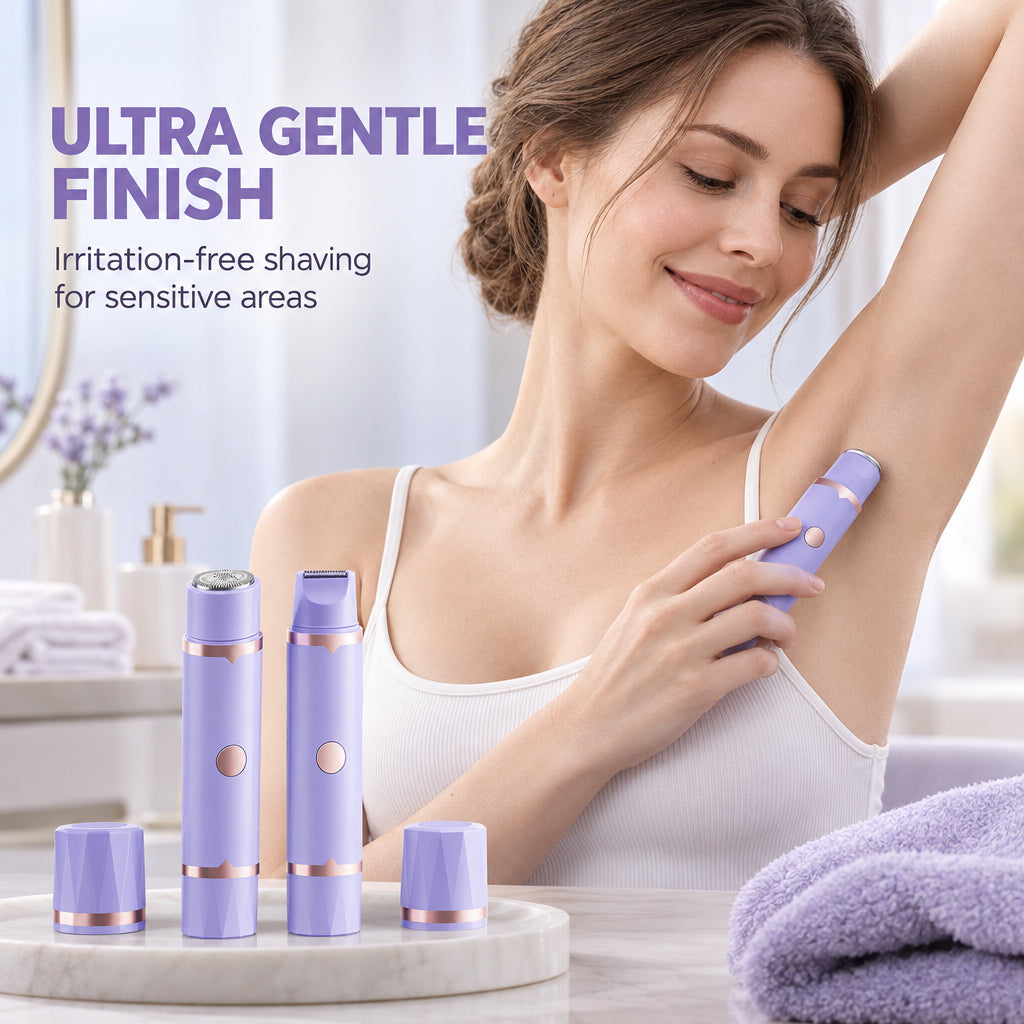 Portable Electric Hair Remover – dual-head body & bikini trimmer, gentle foil mesh & sensitive-area guards