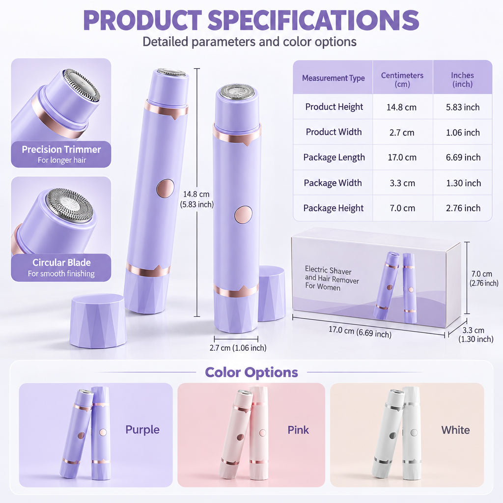 Portable Electric Hair Remover – dual-head body & bikini trimmer, gentle foil mesh & sensitive-area guards